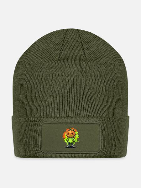 Pumpkin Hoodie Graffiti Kid - Patch Beanie - olive