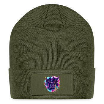 Neon Triple Cat Splash - Patch Beanie - olive - Front
