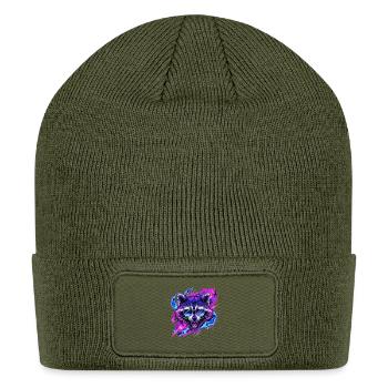 Neon Raccoon Splash Sunglasses - Patch Beanie - olive - Front