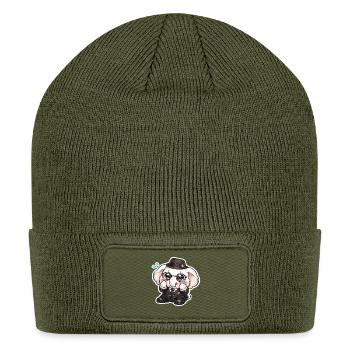 Crying Elephant in Dapper Suit - Patch Beanie - olive - Front