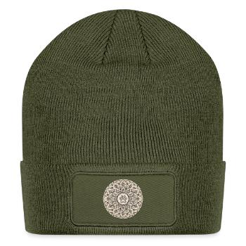 Pawprint Mandala Circle - Patch Beanie - olive - Front