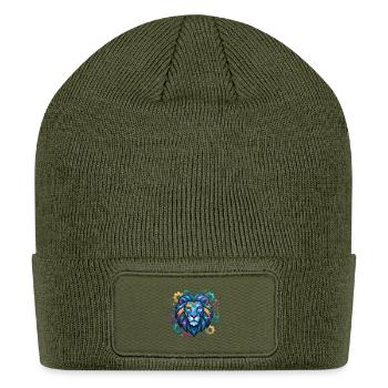 Vivid Circuit Lion Tech Art - Patch Beanie - olive - Front