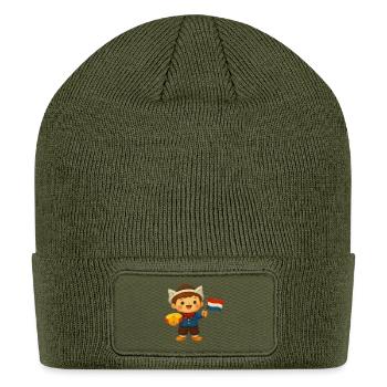 Cute Little Dutch with Cheese & Flag - Patch Beanie - olive - Front