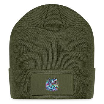 Neon Shark Life Splash - Patch Beanie - olive - Front