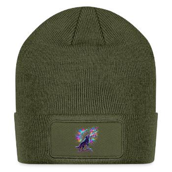 Neon Wolf Howl Spectrum Splash - Patch Beanie - olive - Front