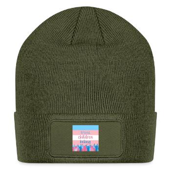 Trans Children Belong Pride Tee - Patch Beanie - olive - Front