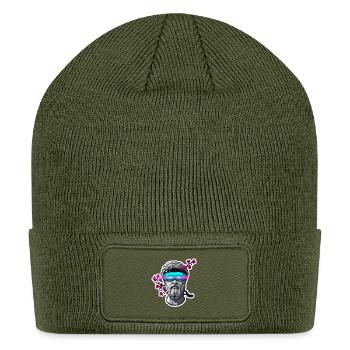 Cyber-Ares Greek Statue - Futuristic Glitch Art St - Patch Beanie - olive - Front