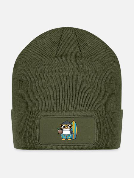 Penguin Beach Party Mascot - Patch Beanie - olive