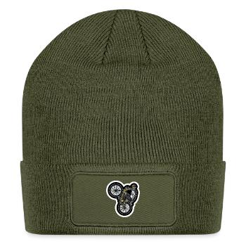 BMX Skeleton Wheelie Tee Design - Patch Beanie - olive - Front