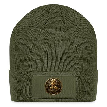 Pharaoh Coin Medallion Design - Patch Beanie - olive - Front