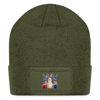 Patriotic Bunny Trio - Patch Beanie - olive - Front