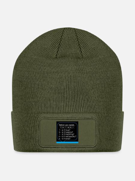 Before_You_Speak_3988x4000 - Patch Beanie - olive