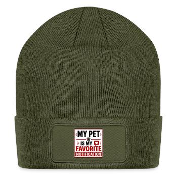 My Pet is My Favorite Notification - Patch Beanie - olive - Front