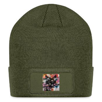 Adversarial Glitch Cat Abstract Art Cyberpunk - Patch Beanie - olive - Front