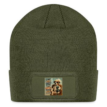 Peace Treats and Naps Dog Humor - Patch Beanie - olive - Front