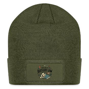 Socially Battery Low - Patch Beanie - olive - Front