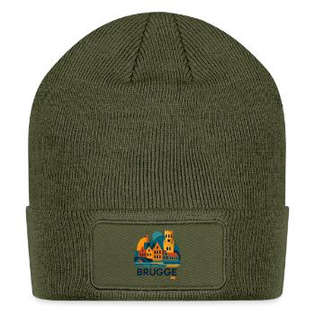 Brugge Cityscape Bold Colors - Patch Beanie - olive - Front