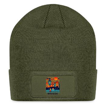 Brugge Colorful Cityscape - Patch Beanie - olive - Front