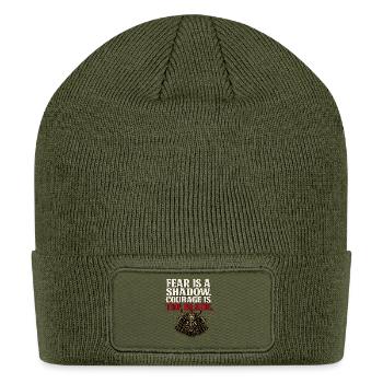Courage Is The Blade - Samurai Gym Gift For Men - Patch Beanie - olive - Front