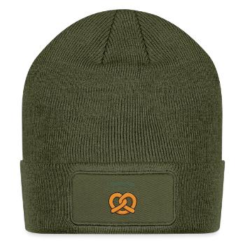 Oktoberfest German Pretzel Typography Art - Patch Beanie - olive - Front