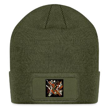 Glitch Art Abstract Geometric Cyberpunk Design - Patch Beanie - olive - Front