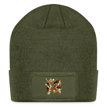 Glitch Art Abstract Geometric Cyberpunk Design - Patch Beanie - olive - Front
