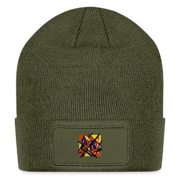 Abstract Cubist Halloween Geometric Dynamic Art - Patch Beanie - olive - Front