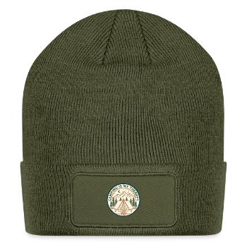 Camping Is My Therapy Vintage Badge Outdoor - Patch Beanie - olive - Front