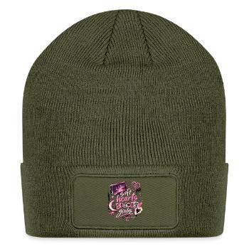Soft Hearts Strong Girls Lesbian Anime Aesthetic - Patch Beanie - olive - Front