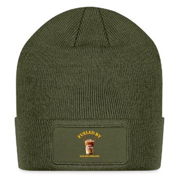 Fueled By Iced Coffee And Big Dreams Quote - Patch Beanie - olive - Front