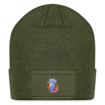 Cute Axolotl Monster Halloween Mystic Spooky Desig - Patch Beanie - olive - Front