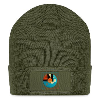 Abstract Cat Orbit Circle - Patch Beanie - olive - Front