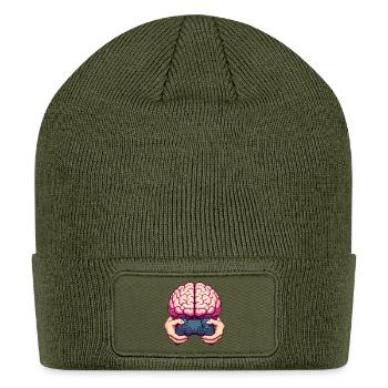 Gamer Brain Pixel Art - Patch Beanie - olive - Front