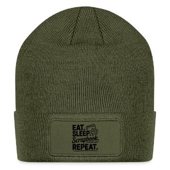 Eat. Sleep. Scrapbook. Repeat. - Patch Beanie - olive - Front