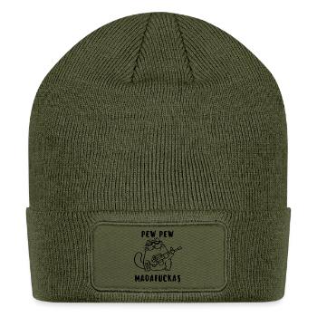 Pew Pew Cat Guitar - Patch Beanie - olive - Front