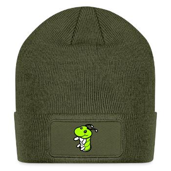 Caterpillar Ground Hole Cute Smiles Friendly Happy - Patch Beanie - olive - Front