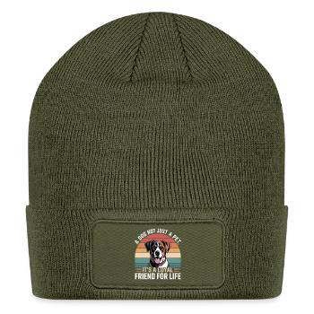 Loyal Dog Friendship Screen Print - Patch Beanie - olive - Front