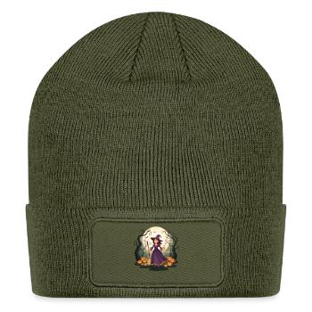 Moonlit Witch in Autumn Glow - Patch Beanie - olive - Front