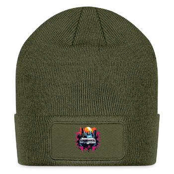 Neon City Sunset Car Splash - Patch Beanie - olive - Front