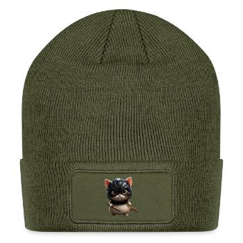Ninja Cat Masked Shadow - Patch Beanie - olive - Front