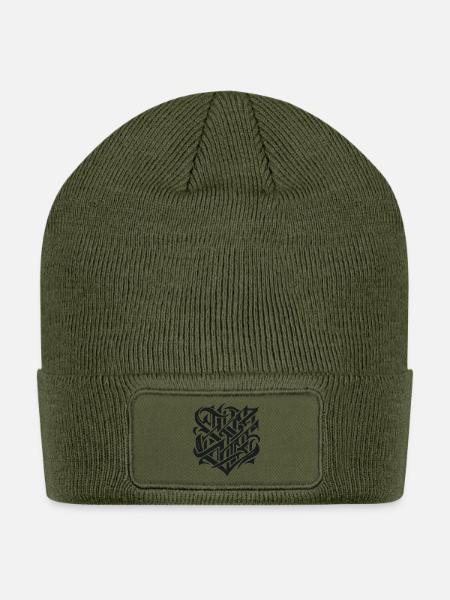Interwoven Glyphs Knotwork - Patch Beanie - olive