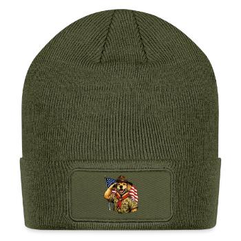 Patriotic Pup Scout Salute - Patch Beanie - olive - Front