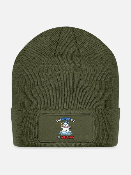 The Wrong Ice Is Melting - Patch Beanie - olive