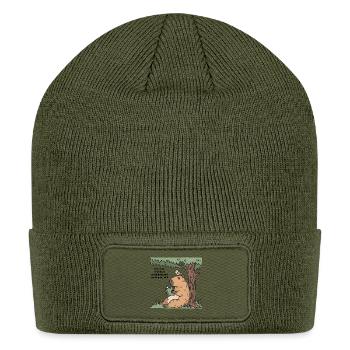 Capybara Reading Under Tree - Patch Beanie - olive - Front