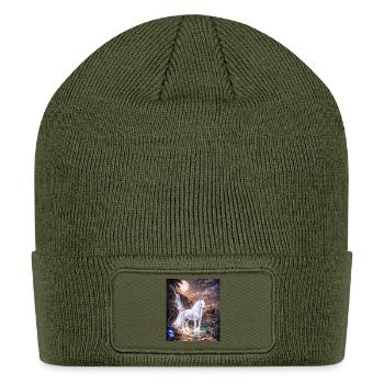 Moonlit White Stallion at Cascade - Patch Beanie - olive - Front