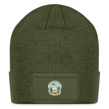 Tropical Boba Escape Coconut Milk Tea Summer  - Patch Beanie - olive - Front