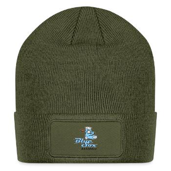 Blue Sock Mascot Baseball Logo - Patch Beanie - olive - Front