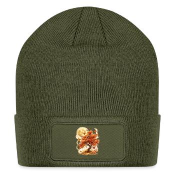 Autumn Moon Tree Art - Patch Beanie - olive - Front