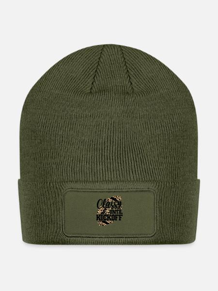 Funny Classy Until Kickoff Leopard Football Mom - Patch Beanie - olive
