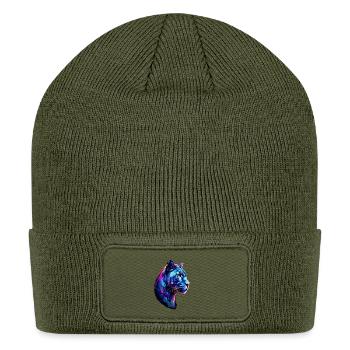 Neon Panther Splash Portrait - Patch Beanie - olive - Front